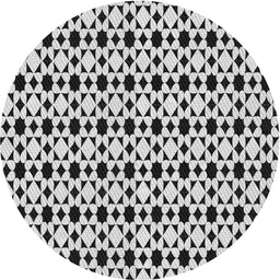 Round Patterned Platinum Gray Novelty Rug, pat3897