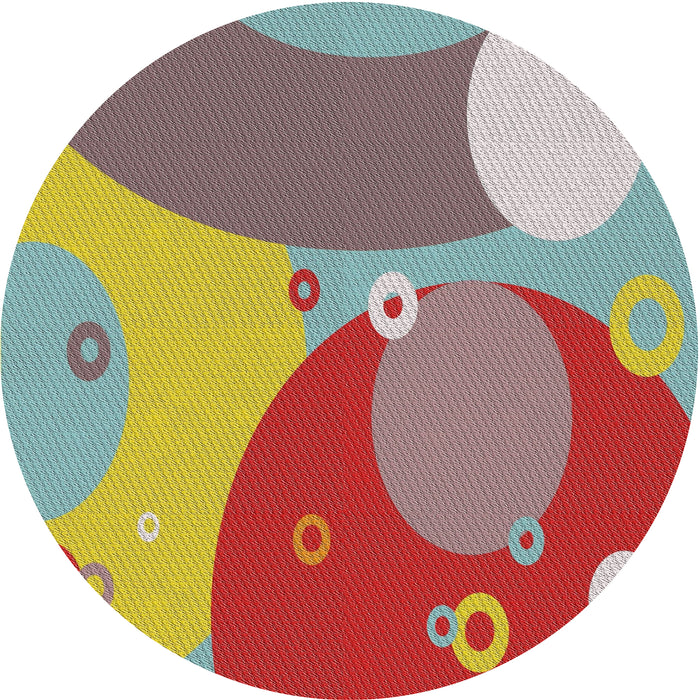 Round Patterned Fire Brick Red Novelty Rug, pat3899