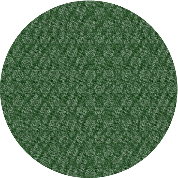 Round Patterned Deep Emerald Green Novelty Rug, pat3905