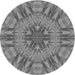 Round Machine Washable Transitional Dark Gray Rug, wshpat3906