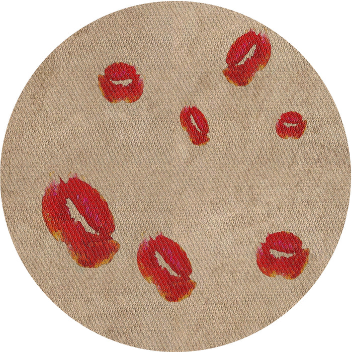 Round Patterned Brown Novelty Rug, pat3907