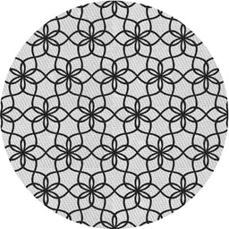 Round Machine Washable Transitional White Smoke Rug, wshpat3918