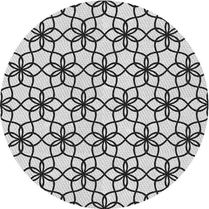 Round Patterned Off-White Novelty Rug, pat3918