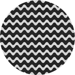 Round Machine Washable Transitional Black Rug, wshpat3920