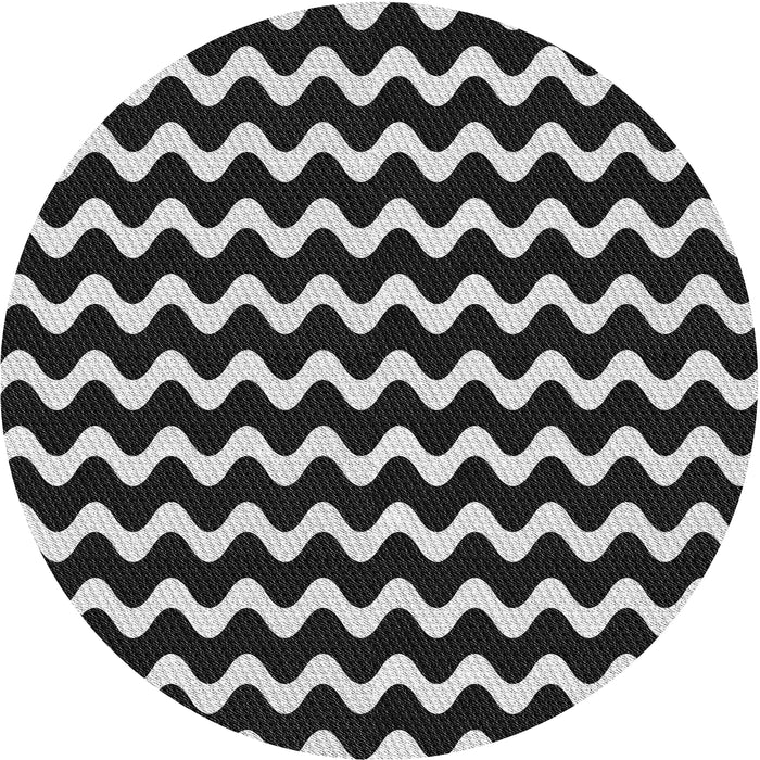 Round Machine Washable Transitional Black Rug, wshpat3920
