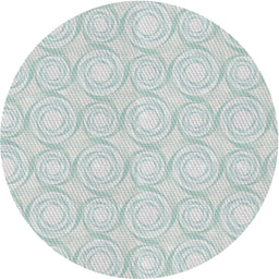 Round Patterned Water Blue Novelty Rug, pat3937