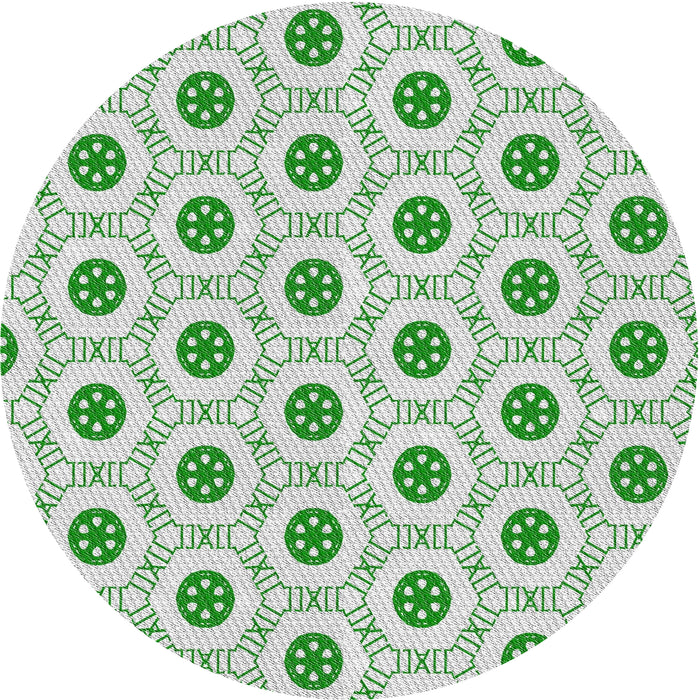 Round Patterned Green Novelty Rug, pat3939