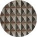 Round Patterned Chocolate Brown Novelty Rug, pat3941
