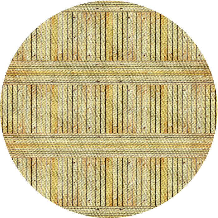 Round Machine Washable Transitional Mustard Yellow Rug, wshpat3947