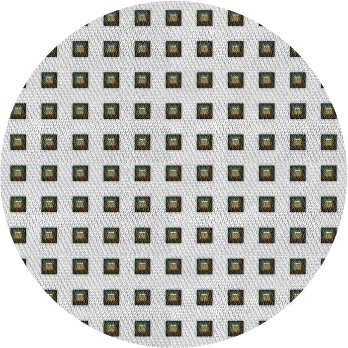 Round Machine Washable Transitional White Smoke Rug, wshpat394