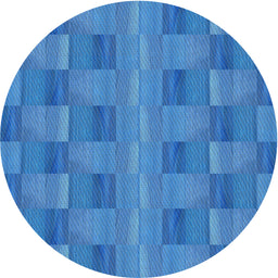 Round Patterned Blue Novelty Rug, pat3955