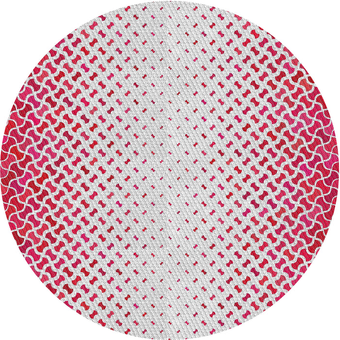 Round Patterned Bright Maroon Red Novelty Rug, pat395