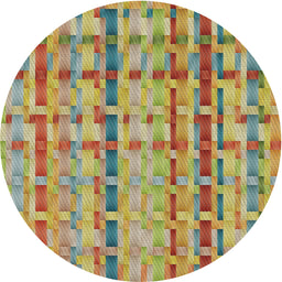 Round Machine Washable Transitional Sienna Brown Rug, wshpat3962