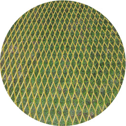 Round Machine Washable Transitional Army Green Rug, wshpat3967