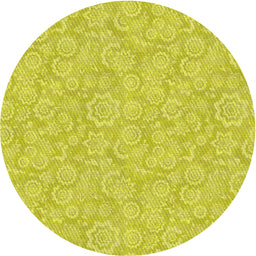 Round Machine Washable Transitional Yellow Rug, wshpat3971