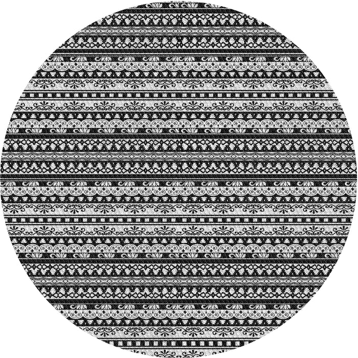Round Patterned Mid Gray Novelty Rug, pat3977