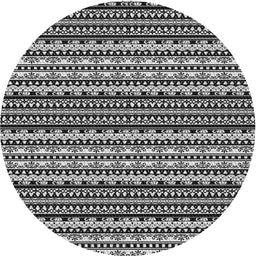Round Machine Washable Transitional Midnight Gray Rug, wshpat3977