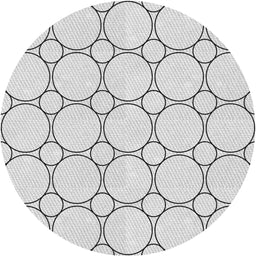 Round Machine Washable Transitional White Smoke Rug, wshpat405