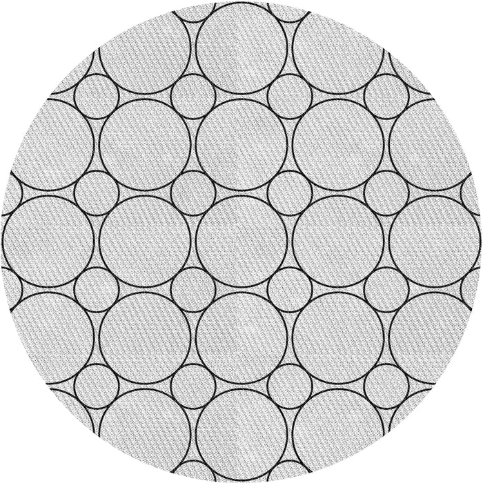 Round Machine Washable Transitional White Smoke Rug, wshpat405