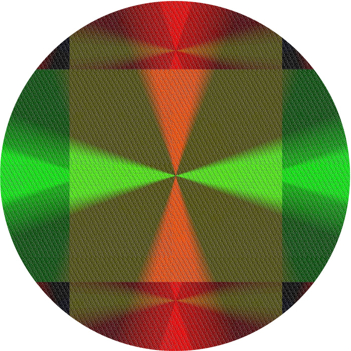 Round Patterned Dark Lime Green Novelty Rug, pat40