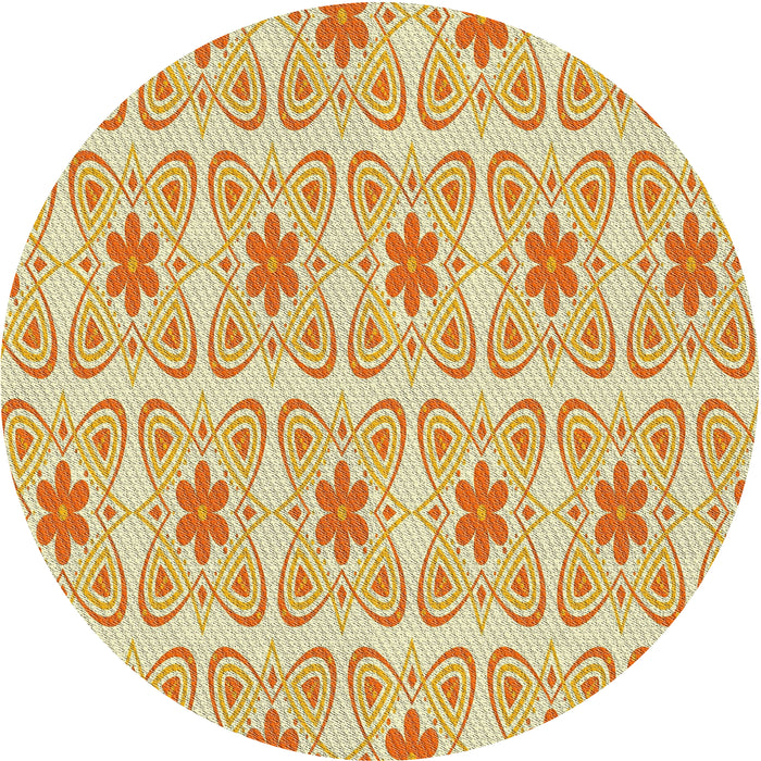 Round Machine Washable Transitional Khaki Gold Rug, wshpat410