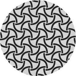 Round Patterned Platinum Gray Novelty Rug, pat414