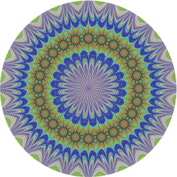 Round Machine Washable Transitional Purple Navy Blue Rug, wshpat420