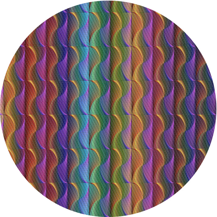 Round Patterned Plum Purple Modern Rug, pat429