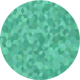 Round Machine Washable Transitional Turquoise Green Rug, wshpat431