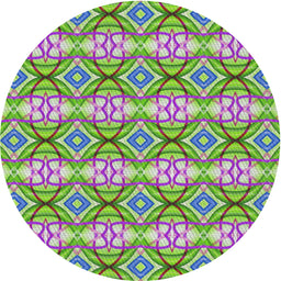 Round Patterned Yellow Green Novelty Rug, pat436