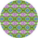 Round Patterned Yellow Green Novelty Rug, pat436