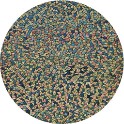 Round Patterned Green Novelty Rug, pat441