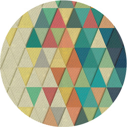 Round Patterned Dark Green Novelty Rug, pat442