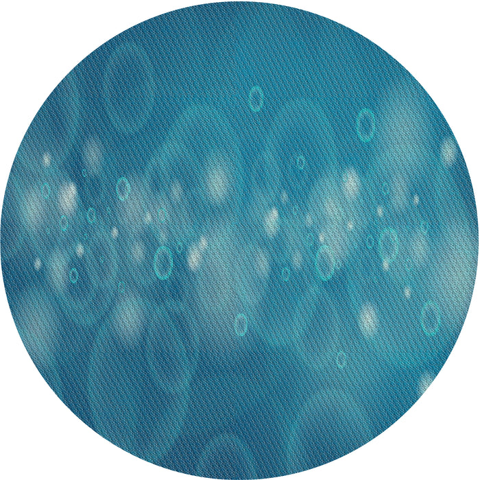 Round Patterned Deep Sky Blue Novelty Rug, pat444