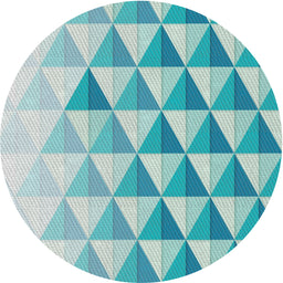 Round Patterned Deep-Sea Green Novelty Rug, pat446