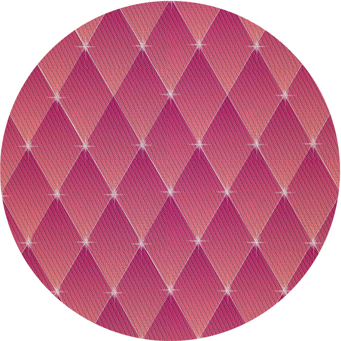 Round Patterned Dark Pink Novelty Rug, pat450