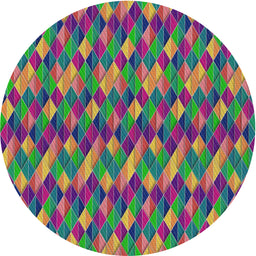 Round Machine Washable Transitional Green Rug, wshpat456