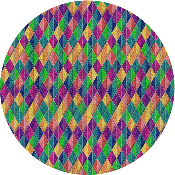 Round Machine Washable Transitional Green Rug, wshpat456