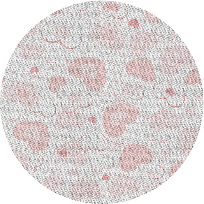 Round Patterned Pearl White Beige Novelty Rug, pat460