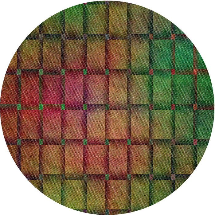 Round Machine Washable Transitional Olive Green Rug, wshpat464