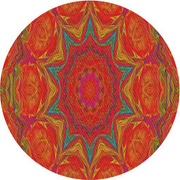 Round Machine Washable Transitional Red Rug, wshpat470