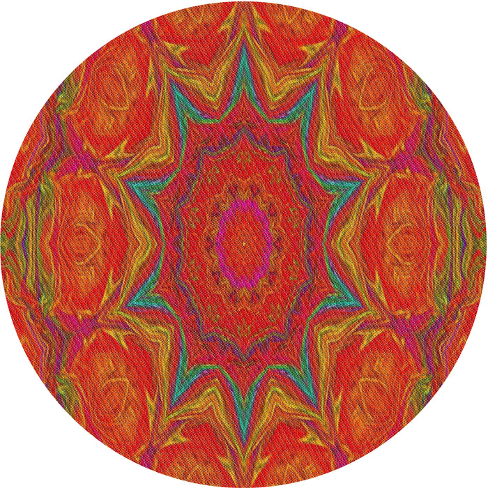 Round Machine Washable Transitional Red Rug, wshpat470