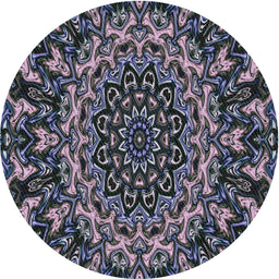 Round Machine Washable Transitional Charcoal Black Rug, wshpat471