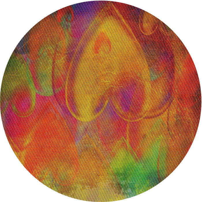 Round Patterned Cinnamon Brown Novelty Rug, pat475