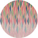 Round Patterned Rust Pink Modern Rug, pat483