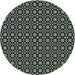 Round Patterned Charcoal Black Novelty Rug, pat487