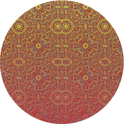 Round Machine Washable Transitional Sand Brown Rug, wshpat489