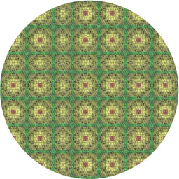 Round Machine Washable Transitional Antique Bronze Green Rug, wshpat490