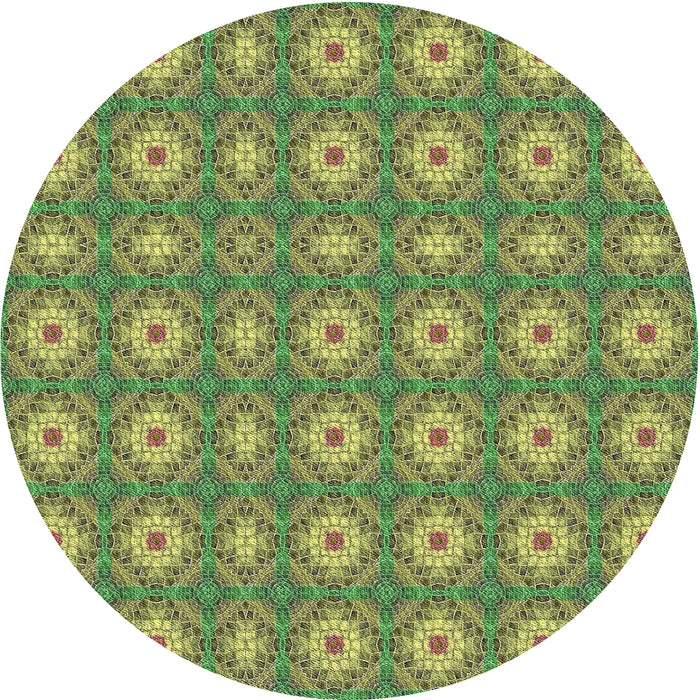 Round Patterned Antique Bronze Green Novelty Rug, pat490