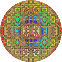 Round Patterned Avocado Green Modern Rug, pat491